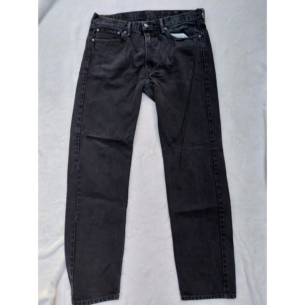 Levis 505 Regular Fit Straight Leg Black Denim Jeans Mens 38x36 (Measures 38x33)